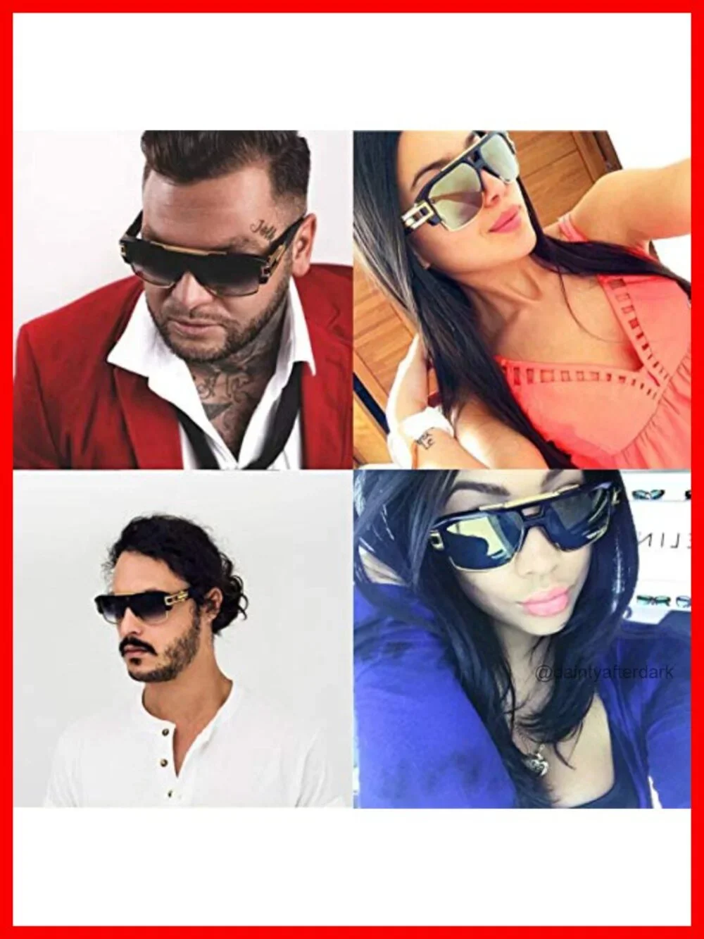 Retro Semi-Rimless Square Sunglasses UV400 Oversized Unisex